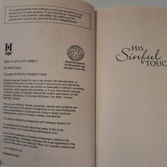 His Sinful Touch (The Mad Morelands) By Candace Camp 2018 HQN Paperback - Picture 6 of 6